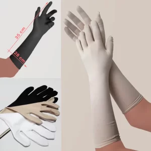دستکش های نخی بلند ساده رنگ سفید، کرم و مشکی